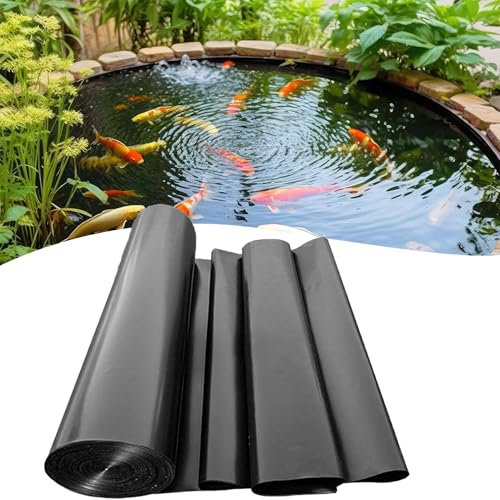 Kgfvesdc Revestimiento de Estanque de Polietileno de Alta Densidad Negro Reforzado, Grosor de 2 mm Capa Plegable Base de EPDM, Lona Estanque para Estanque Resistente a Fugas Membrana(Size: 6×11m)
