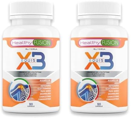 Healthy Fusion X3 Curcuma con Glucosamina, Condroitina e Collagene | Potente Anti-Infiammatorio e Antidolorifico Naturale | Elimina i Dolori Muscolari | Articolazioni e Ossa 90 Capsule