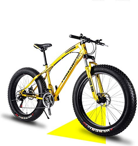 24 Zoll Mountainbike mit dickem Reifen, Hardtail Mountainbikes für Erwachsene, Männer und Frauen mit mechanischer Scheibenbremse mit Vorderradfederung, rutschfestes Mountainbike aus Kohlenstoffstahl
