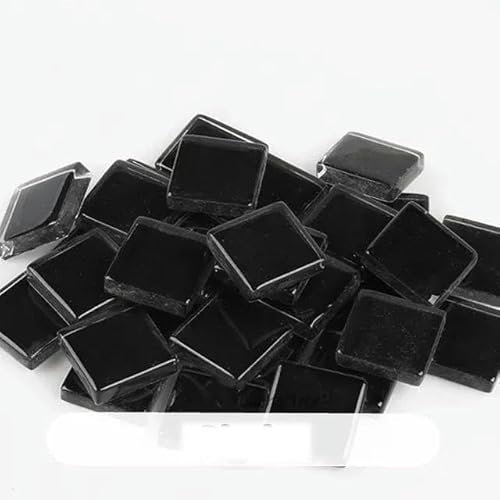 100 g/3,52 oz (ca. 50 Stück) 1,5 cm/0,59 Zoll quadratische Glasfliesen, 4,0 mm/0,16 Zoll Dicke, DIY-Herstellung, Schwarz, 100 g, 3,52 oz