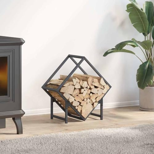 Étagère à bois de chauffage en Métal, Porte-Bûches Intérieur/Extérieur, Rangement Bois de Chauffage, Range-Bûches, anthracite 50x25x50 cm