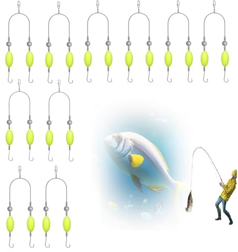 Double-Hook Reverse-Bottom Rig, Angel Haken Karpfenangeln Haar-Rigs, Doppelhaken mit Umgekehrter Grundschnur, Anti-Tangle-Angelhaken, Split-Haken, Viele Spezifikationen angelzubehör Set (10pcs)