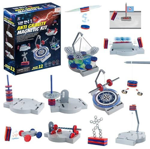 Fun Science – Magie der Magnete, Baue deinen eigenen Kompass, erforsche unsichtbare Kräfte, Mit spannenden Magnetspielen und Versuchen, 12in1 Experimentierset Set für Kinder ab 8 Jahre, Geschenk