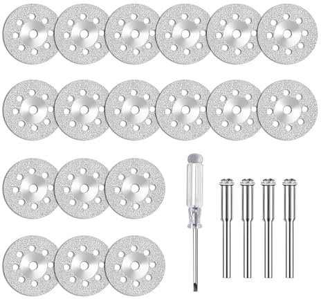 Nevoluxer Per Dremel: 20 Mini Dischi Diamantati da Taglio con Gambo 3mm - Per Pietra, Vetro e Ceramica. Taglio di Precisione per Ogni Lavoro!