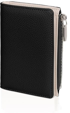 Women Zipper Wallet, Small Purse Credit Card Holder, Ladies Wallet for Cards and Cash, Black Bifold Ladies Purses with Credit Card Holder Id Window Zipper Coin for Daily Matching