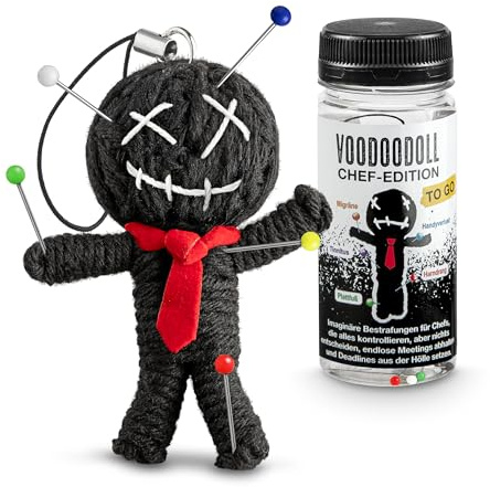 Schöne Güter Voodoo Puppe mit Nadeln Chef-Edition als Kollegen-Geschenk Anti Stress Präsent für Kollegen bei der Arbeit mit 5 PRYM-Nadeln in der Sammeldose Lustiges Geschenk für Lieblingskollegen