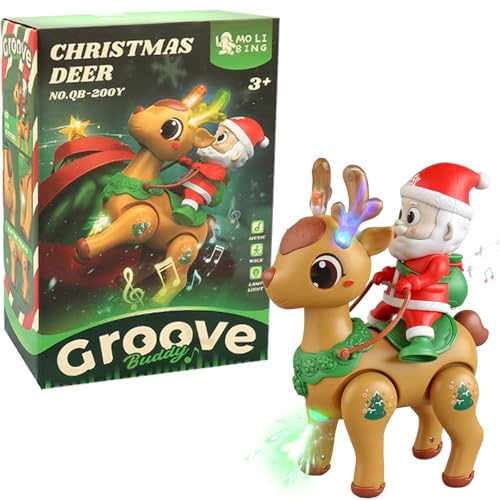 LUKIUP Weihnachtsmann Rentier Spielzeug, Tanzender weihnachtsmann, Musikspielzeug, Kinder