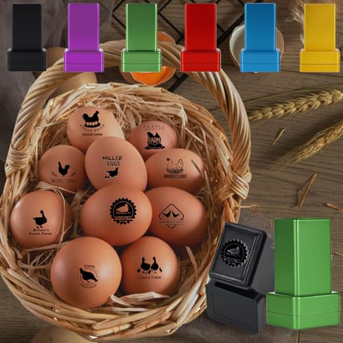 custyoulifePersonalisierte Eierstempel(1.18''),Eierstempel für frische Eier, einzigartige Designs für individuelle Markierungen auf dem Hof, Hühnereierstempel, individuell gestaltbare Stempel. (Weiß)
