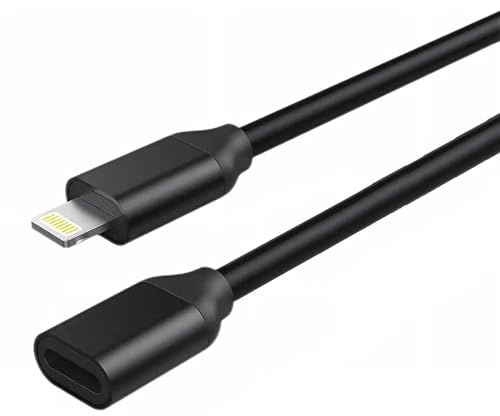 Cavo di prolunga per caricabatterie iPhone, 1,8 m, compatibile con iPhone 14 Pro 13 Pro Max 12 11 X XR 8 7 6 maschio a femmina, cavo di prolunga adattatore passa-video, dati, audio, nero