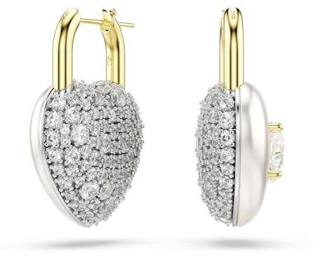 Swarovski Idyllia Drop-Ohrhänger, Verschiedene Schliffe, Herz, Weiß, Goldlegierungsschicht