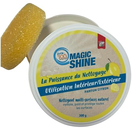 Venteo - Pierre blanche de nettoyage a base de pierre d'argile + eponge offerte |300g |produit d'entretien multi-usage à base de pierres d'argile blanche
