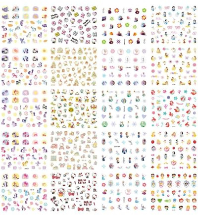 HUVZOR 40 Piezas Niñas Lindas Pegatinas Para Uñas Hojas Autoadesiva Nail Art Stickers Decoración,Pegatinas para uñas con dibujos animados