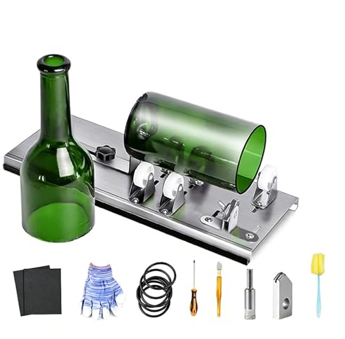MRDEER Premium Glasschneider Für Flaschen, Flaschenschneider Mit 5 Verstellbaren Rädern, Edelstahl Bottle Cutter DIY Werkzeug Zum Schneiden Von Runden Flaschen Und Flaschenhals