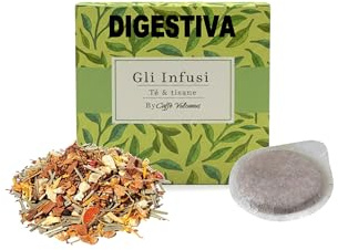 Caffè Vulcanus 50 Cialde in Carta Filtro ESE 44, Infuso Naturale con Menta Piperita, Anice, Liquirizia e Camomilla