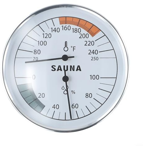 Yuanpgky Thermomètre et hygromètre de sauna - Double cadran analogique pour & humidité - Construction en métal - 11,5 x 11,3 cm - Blanc - Pour Traditi