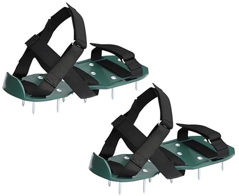 Tressify 2 st torvluftningsskor, 5 cm spikar, metall trädgård luftande sandaler, kraftiga, lättinstallerade gräsmattor jordluftare