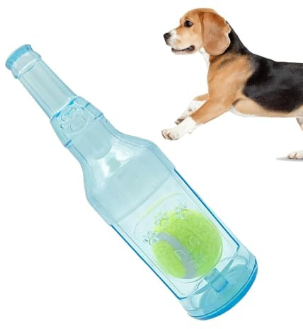 Vattenflaska Dog Toy, Dog Toy Water Bottle Cruncher, Rolig squeaky cruncher Chew Creative Interactive, Bettbeständiga husdjurstuggtillbehör, flaska med boll för aggressiva tuggare