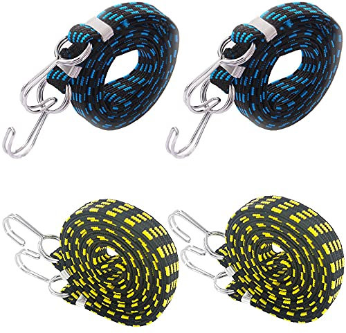 MAYBEAN Tendicinghia per tendicinghia a 4 set (lunghezza 2 M, forza di trazione di 200 Kg) con doppio gancetto su entrambe le estremità Gomma di tensionamento per il carico del bagaglio