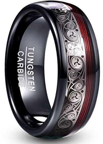 VAKKI Bague pour Homme Femme Ami - Tungstène Tungstène