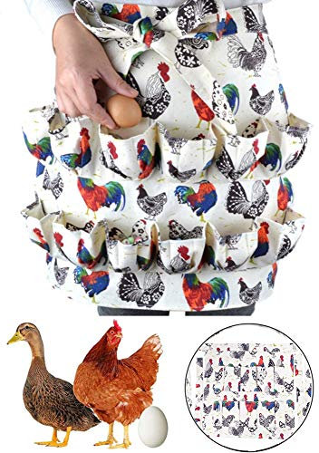 Jilijia Eierschürze Schürze zum Sammeln von Eiern 12 Taschen Eierschürze Bauernhof Eierträger Geschenk für Liebhaber von Hühnern/Enten/Küche Arbeitskleidung