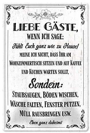 Willkommensschild aus Metall - Deko Blechschild im Retro Vintage Style - Dekoration Haustür Hauseingang Flur Gästezimmer - 20x30cm