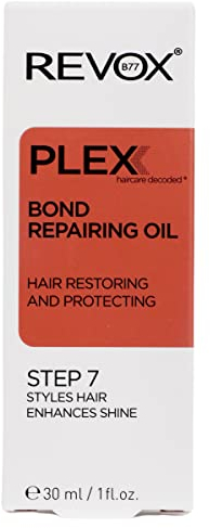 REVOX B77 - Plex Bond Repairing Oil Paso 7, 30 ml, Aceite Capilar Reparador, Evita la Aparición de Puntas Abiertas, Repara Cabello Dañado, Evita el Encrespamiento, Potencia el Brillo del Pelo