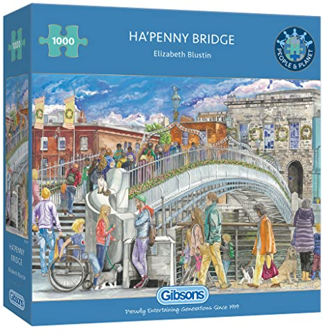 Gibsons Ha’penny Bridge 1000 Piece Jigsaw Puzzle | Dublin Ireland Landmark | Sustainable Jigsaw Puzzle for Adults Teens | Premium 100% Recycled Board | Great Gift | Gibsons Games