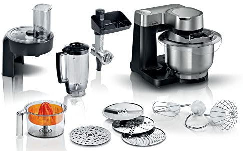 Bosch 7 in 1 Stand Mixer MUMS2VM40G 7 Speeds, dough hook, whisk, beater, blender, juicer, shredder, 900W, Black