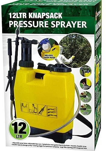MantraRaj 12 Litre Manual Bottle Knapsack Sprayer Backpack Pressure Garden Weed Killer Sprayer With Lance And Adjustable Spray Nozzles Hand Pump Action Power Washer 12L