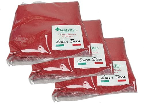 Seat Flor srl® Sable coloré pour décoration de vases 0,5 mm sac de 3 kg env. (25 couleurs disponibles) (rouge)