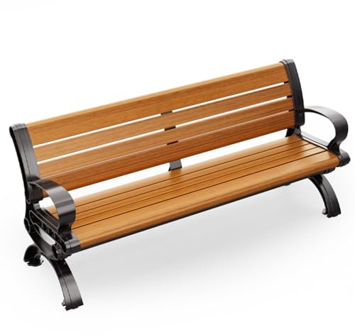 LUVEQLSIT Gartenbank Holzbank Sitzbank Garten mit Rücken- & Armlehnen, Bank wetterfest aus Holz & Stahl, Sitzbank klassisch für Garten, Balkon, Terrasse (Color : with backrest, Size : 150cm/59in)