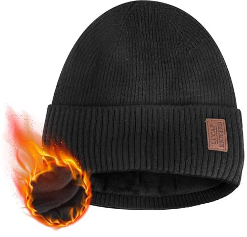 EclipseGuard mössa hatt, hatt män kvinnor vinter, stretchig mjuk ullhatt med manschetter och tjockt varmt foder present till flickvän män kvinnor