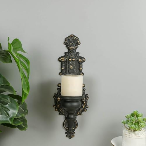 Advokingtap Vintage Wandleuchter für Kerzen, dekorative Wandkerzenhalter, für Gothic, Zuhause, Flur, Wohnzimmer, Schlafzimmer, Vintage-Raumdekoration (schwarz)