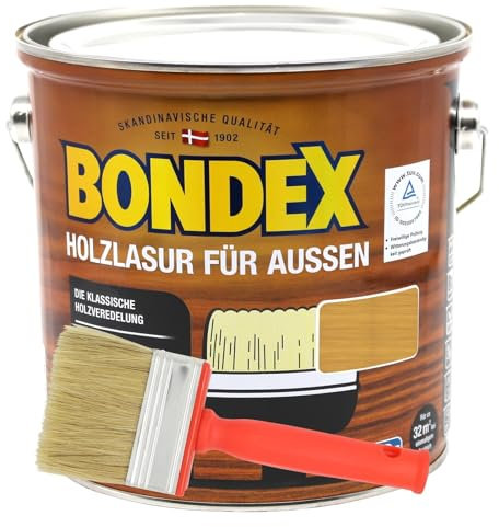 2,5l Bondex Holzlasur für Aussen plus Flächenstreicher (eiche hell)