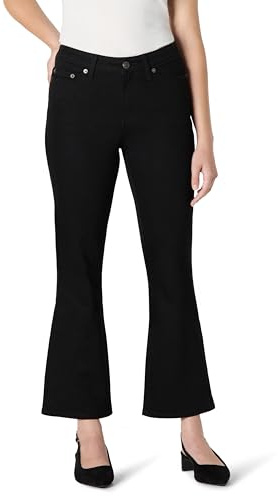 Amazon Essentials Vaqueros Tobilleros Ligeramente Acampanados de Tiro Medio y Elasticidad Media Mujer, Negro, 50