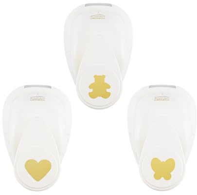 Vaessen Creative Figurstans Set - 3 Motivstansar Björn, Hjärta, Fjäril - Pappersstans och Scrapbook Tillbehör för Hantverkspapper för Pyssel, Korttilverkning, Pappershantverk och Cardstock Kartong