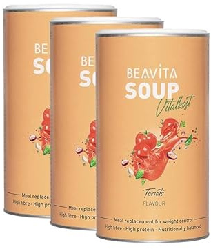 BEAVITA Diät Suppe Tomate (3x540g Dose) für 9 Suppen zum Abnehmen*, nährstoffreicher Mahlzeitenersatz Shake, Kalorien sparen & Gewicht reduzieren mit einer leckeren Instant Suppe