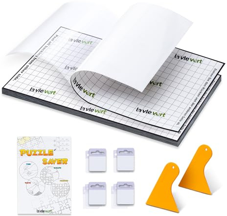 Laveivert 20 Sheets Jigsaw Puzzle Saver Peel & Stick Adhesive Paper, Preserve 3 x 1000 Pieces, No Stress No Mess Jigsaw Saver, Easily Hang Finished Game