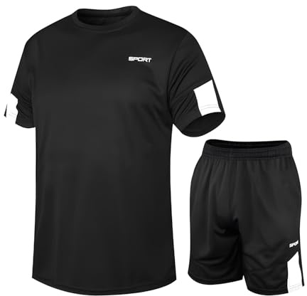 Fiohiros Maglia da calcio per bambini, set sportivo, per bambini, set da calcio e maglietta (Nero, 12-13 Anni)