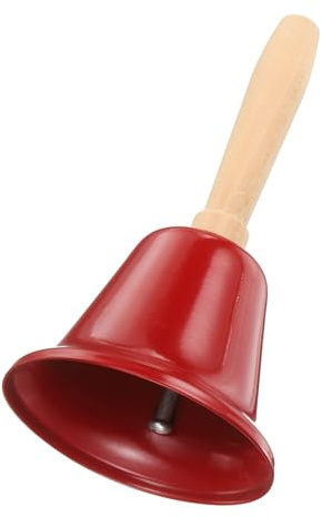 sourcing map Small Hand Bell, 2.36 Service Call Bell with Wood Handle for Christmas Party Restaurant Dinner Animal Training Home Decor, Red