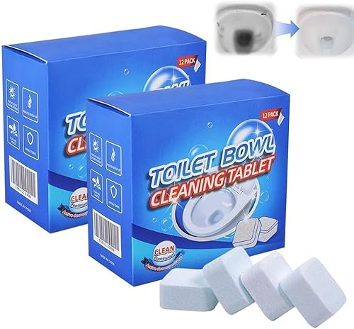 12 Pastilles Nettoyant WC Surpuissant Tartre, 2026 Nouve Toilettes Nettoyage Puissant pour Égout Salle de Bains Nettoyage, Naturel Nettoyant Toilette Extra Fort Detartrant WC (2)