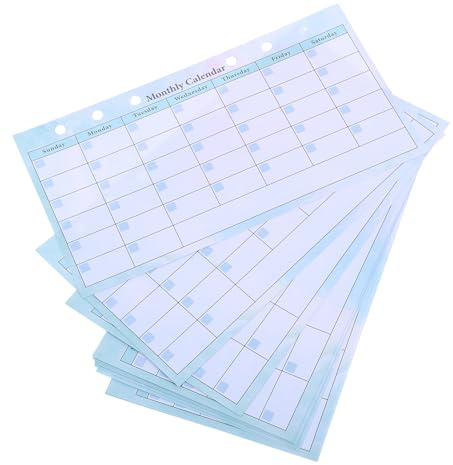 Veemoon Recharge Agenda Mensuel A6 6 Trous, 14 Feuilles Mobiles Dégradé Rose, Papier Épais sans Date, Inserts pour Classeur Bureau, Planificateur Hebdomadaire et Calendrier Non