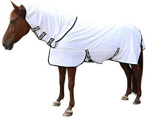 Covalliero Manta antimoscas RugBe Superfly, Manta para Caballos, Manta de Montar, Blanco, 165 cm, 215 cm, Caballo, Lavable a máquina a 30 °C