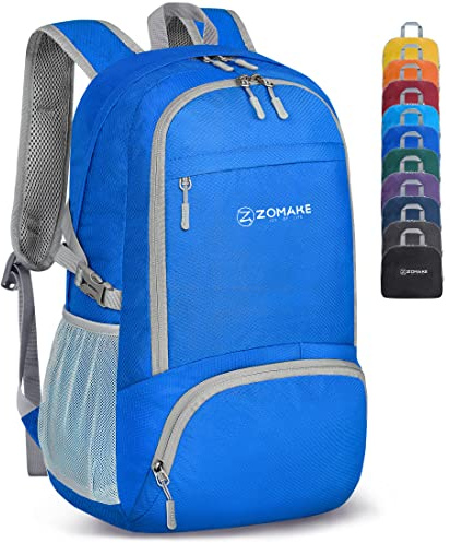 ZOMAKE Leicht Faltbarer Rucksack Packbare Backpacks 30 L,Kleiner Faltbar Wanderrucksack Wasserdicht für Damen Herren Outdoor Wandern (Dunkelblau)