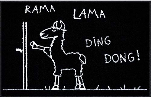 Salonloewe Fußmatte mit Spruch Rama Lama Ding Dong 050x075 Türmatte Fußmatte lustig Schmutzfangmatte waschbar rutschfest Made in Germany