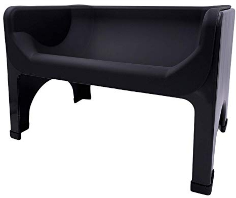 Fluff Trough Elevated Dog and CAT Feeder, Black, X-Large