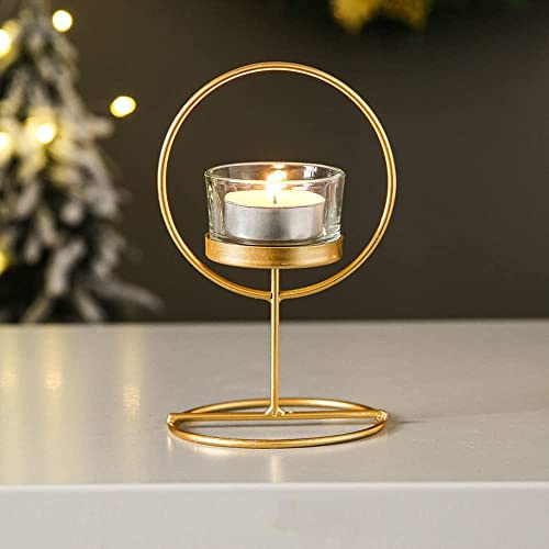 Portacandele da tavolo in metallo segnaposto per decorazioni natalizie dorato albero di natale stella candeliere renna by WISDOM in ferro battuto (CERCHIO)