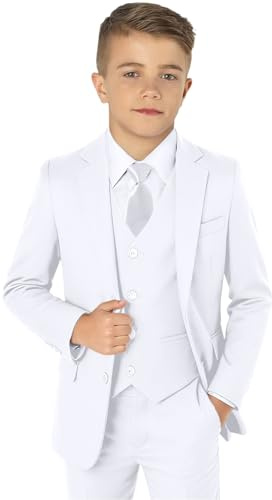 Boy Suit for Toddler Boys Wedding Tuxedo Suits Set Kids Boy White Communion Suit Formal Dresswear Size 5