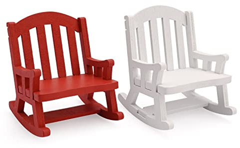 2 Pezzi Sedia a Dondolo in Miniatura per Casa delle Bambole 1:12 - Sedie in Legno di Natale per Torte Nuziali - Arredamento da Giardino Fatato