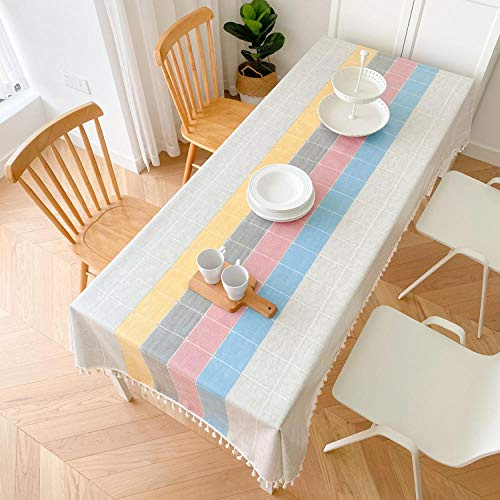 Qkoimpnrd Mantel Mesa Rectangular Impermeable Cubremesa Household Cotton Linen para de Hogar Picnic del Hotel Tienda de Café Red Yellow 110 × 170cm